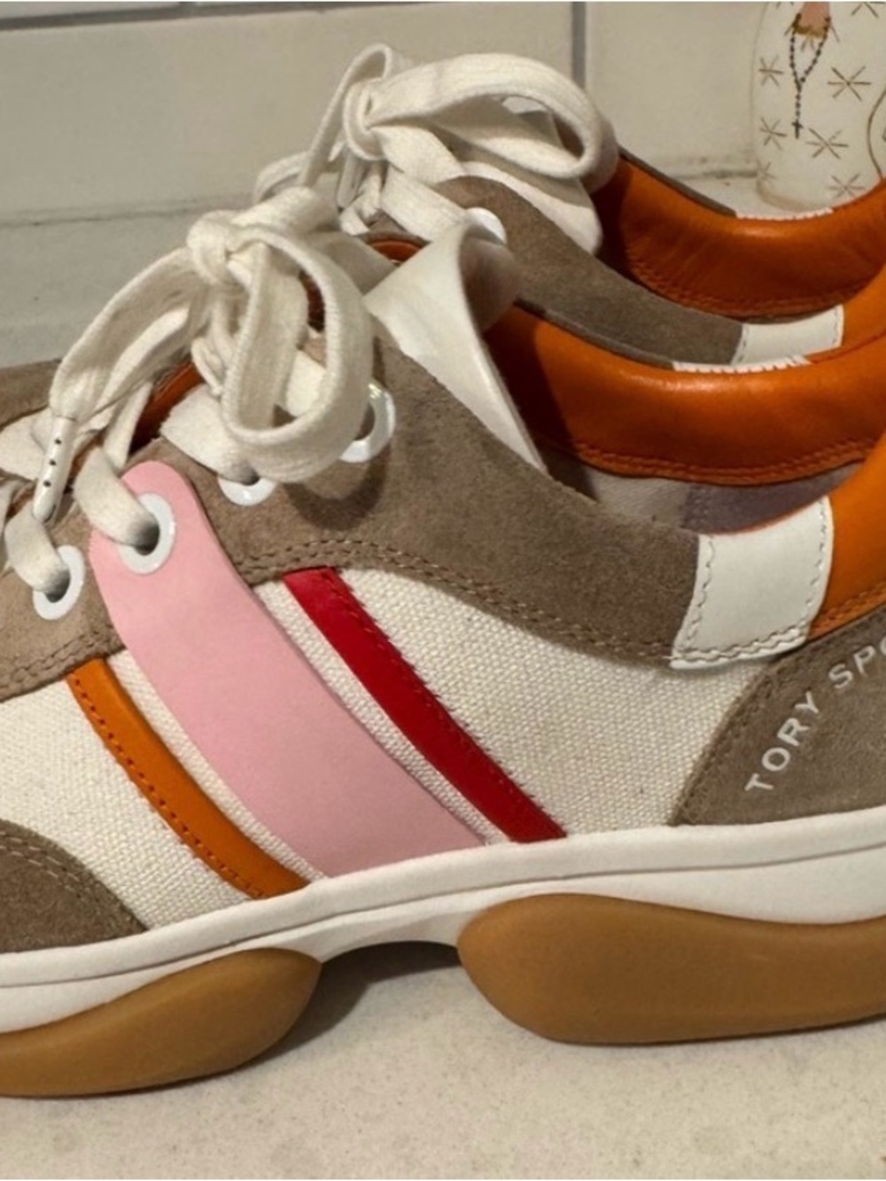 Tory Sport Bubble Stripe Lace-Up Sneakers